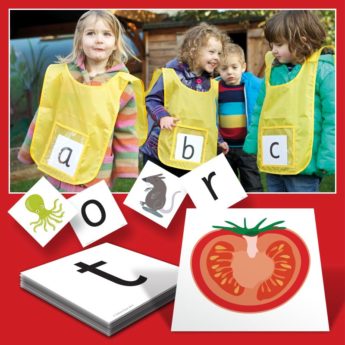Active Alphabet Kit - Six tabards and letter cards for early years and KS1