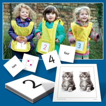 Active Number Kit - Six tabards and numeracy cards for early years and KS1