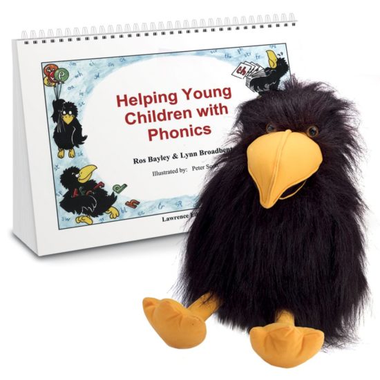 Helping Young Children with Phonics activity book and Crispin the Crow puppet