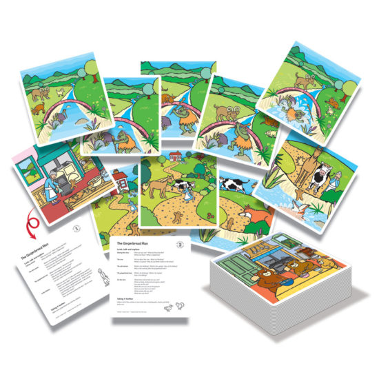 Pack of 30 large-format cards for storytelling activities