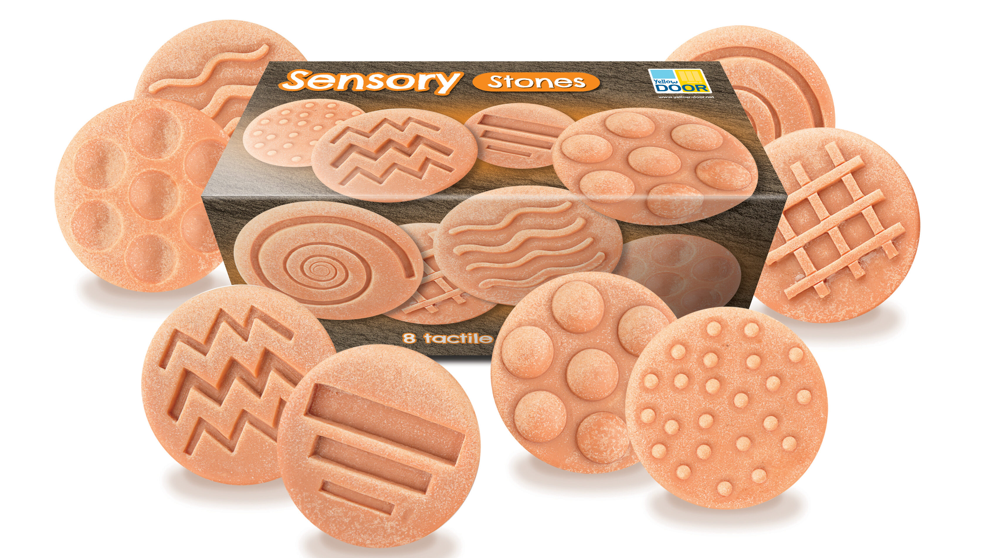 Set of eight stones for sensory play