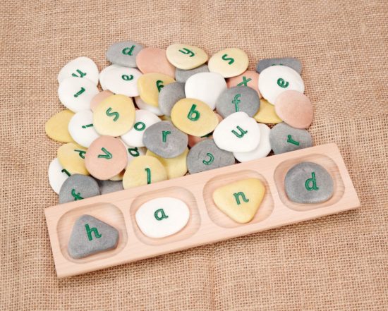 4-Pebble Wordbuilding Wooden Tray
