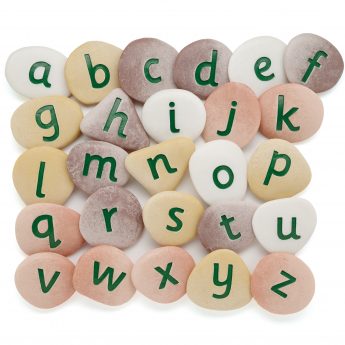 Large pebbles with engraved alphabet