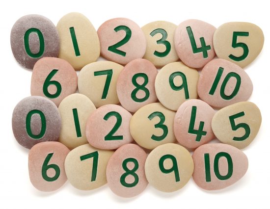 Large pebbles with engraved numerals