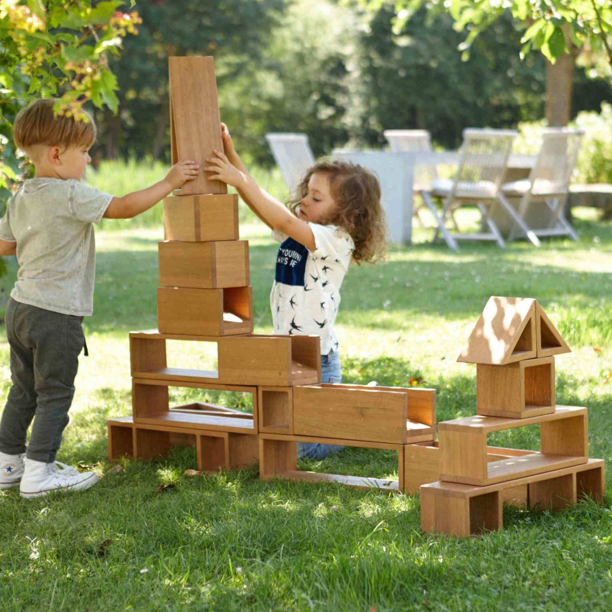 large wooden construction blocks