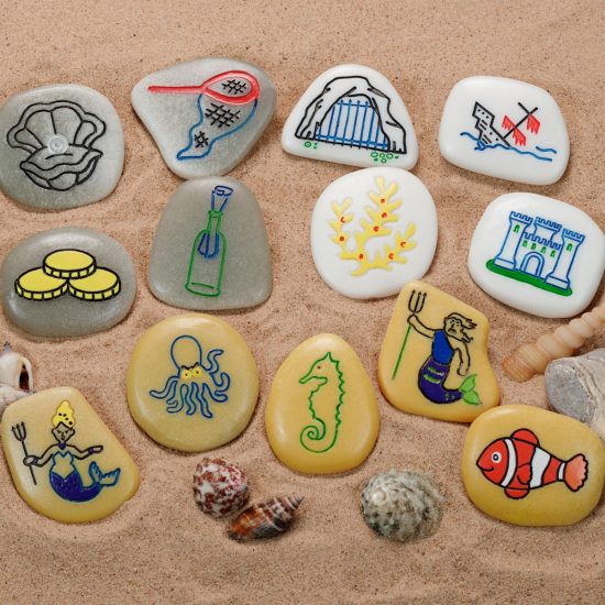 Set of 13 illustrated story stones with under the sea theme
