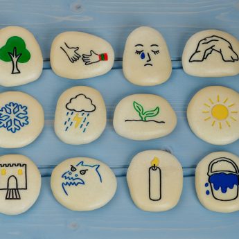 Set of 12 illustrated self-regulation stones