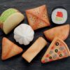 Set of 8 multicultural foods made of stone and resin