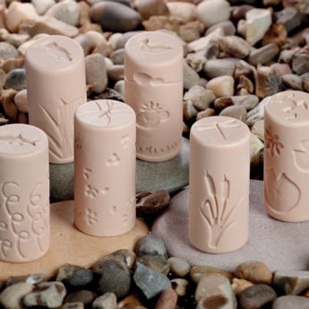 Set of 6 stone and resin rollers with pond designs