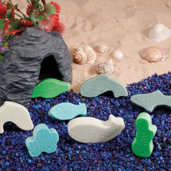 Set of eight pet play stones made from a durable stone mix