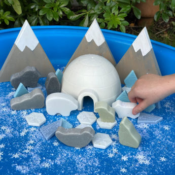 Polar-themed play props for small world habitat play