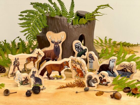 Wooden play characters woodland animals