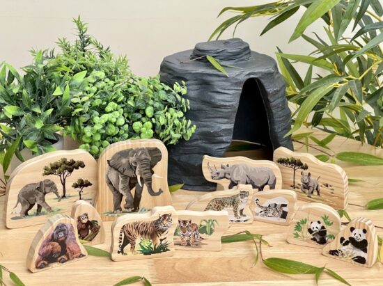 Endangered Animal Families Wooden Characters 