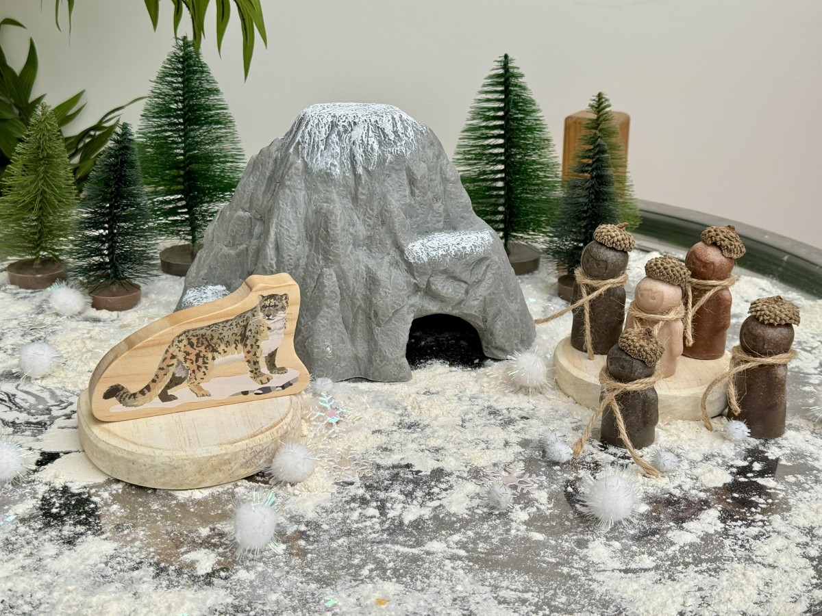 Play mountain with snow leopard and little people like me